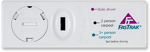 Switchable Transponder Modal with options for Solo driver, 2 person carpool, and 3+ person carpool
