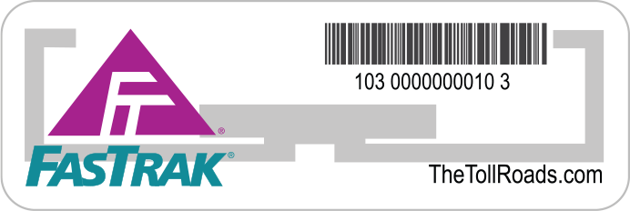 Example of the new thin FasTrak Sticker with the URL thetollroads.com